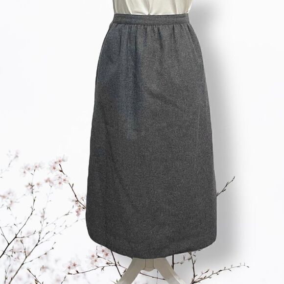 SASSON Vintage Gray Wool Blend Midi Skirt Sz 8 - Picture 5 of 12